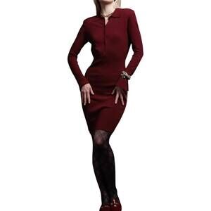 NEW MINNIE ROSE collar dress with split cuff in bordeaux